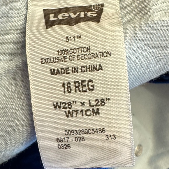 Levi's 511 Slim Fit Star Blue Denim Jeans Size 16 - 28x28 - Picture 14 of 16